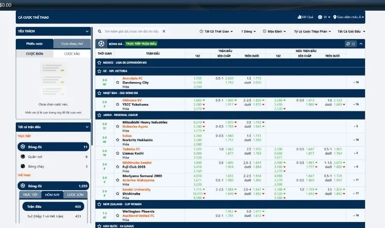 Giao diện cá cược bóng đá Vibet88