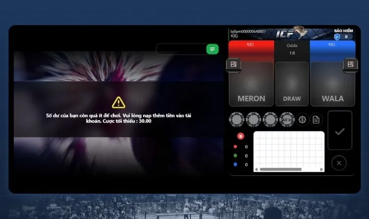 Giao diện cá cược đá gà tại nhà cái Vibet
