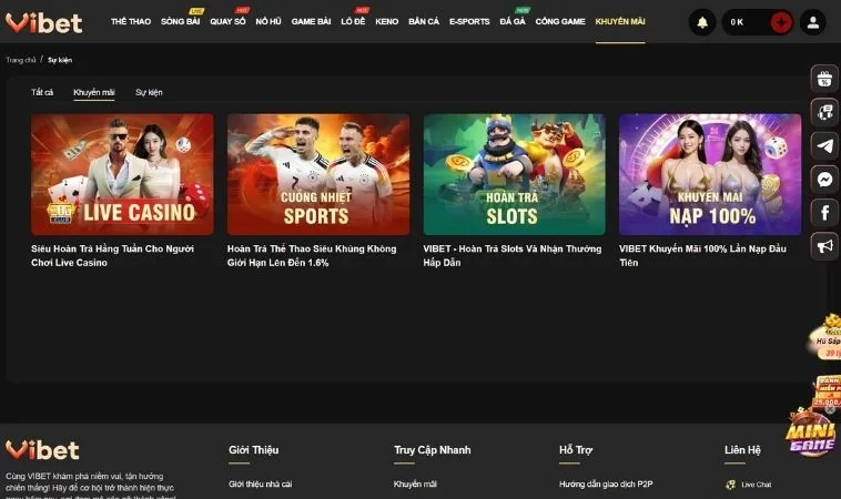 Các chương trình khuyến mãi Vibet88 hấp dẫn tặng người chơi