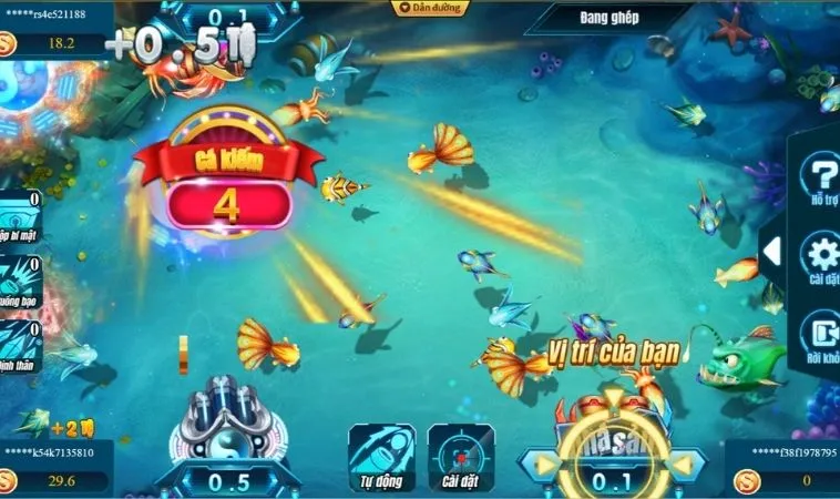 Giao diện chơi game Vua Bắn Cá Tại Vibet88